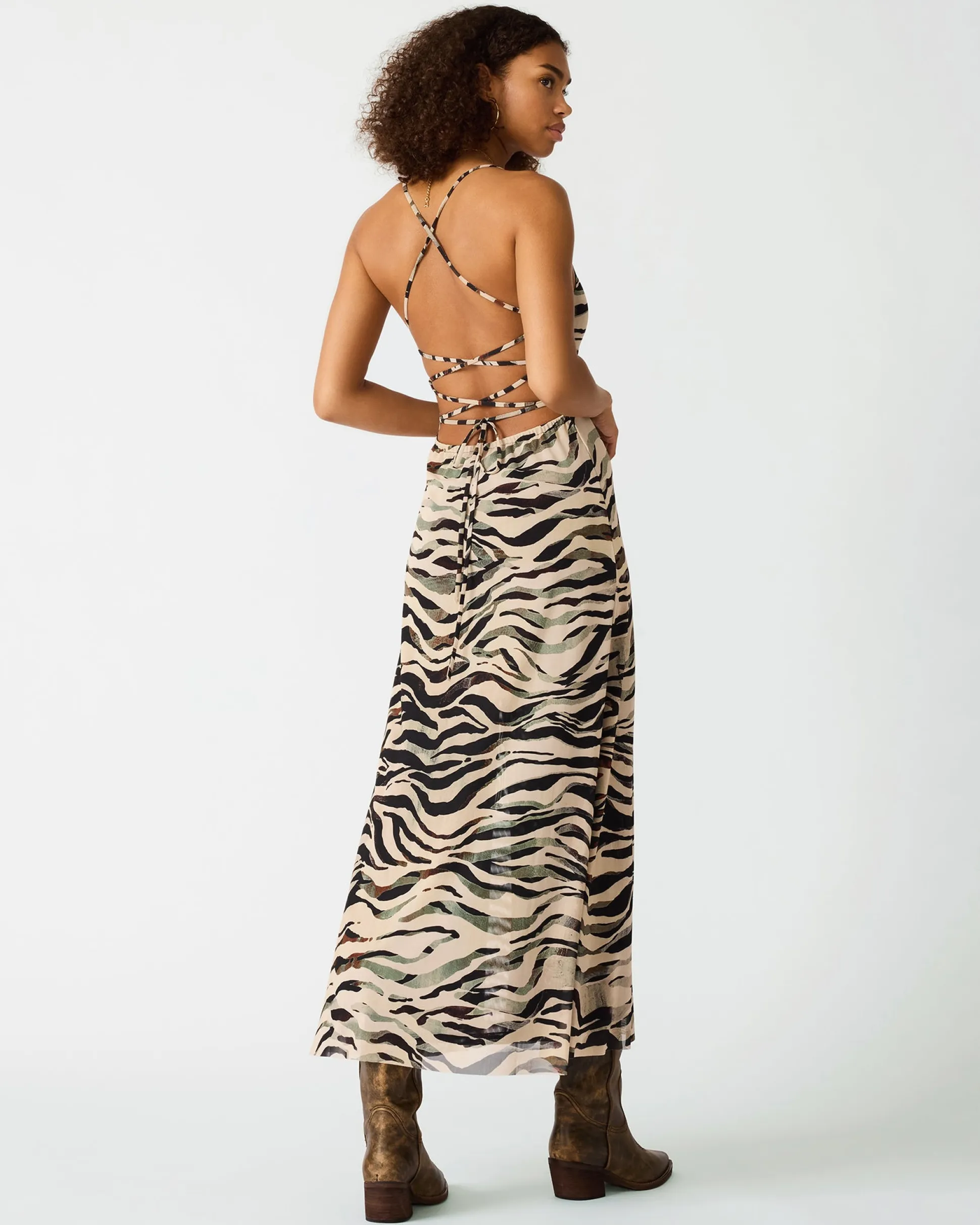 Adella Dress Caramel Zebra