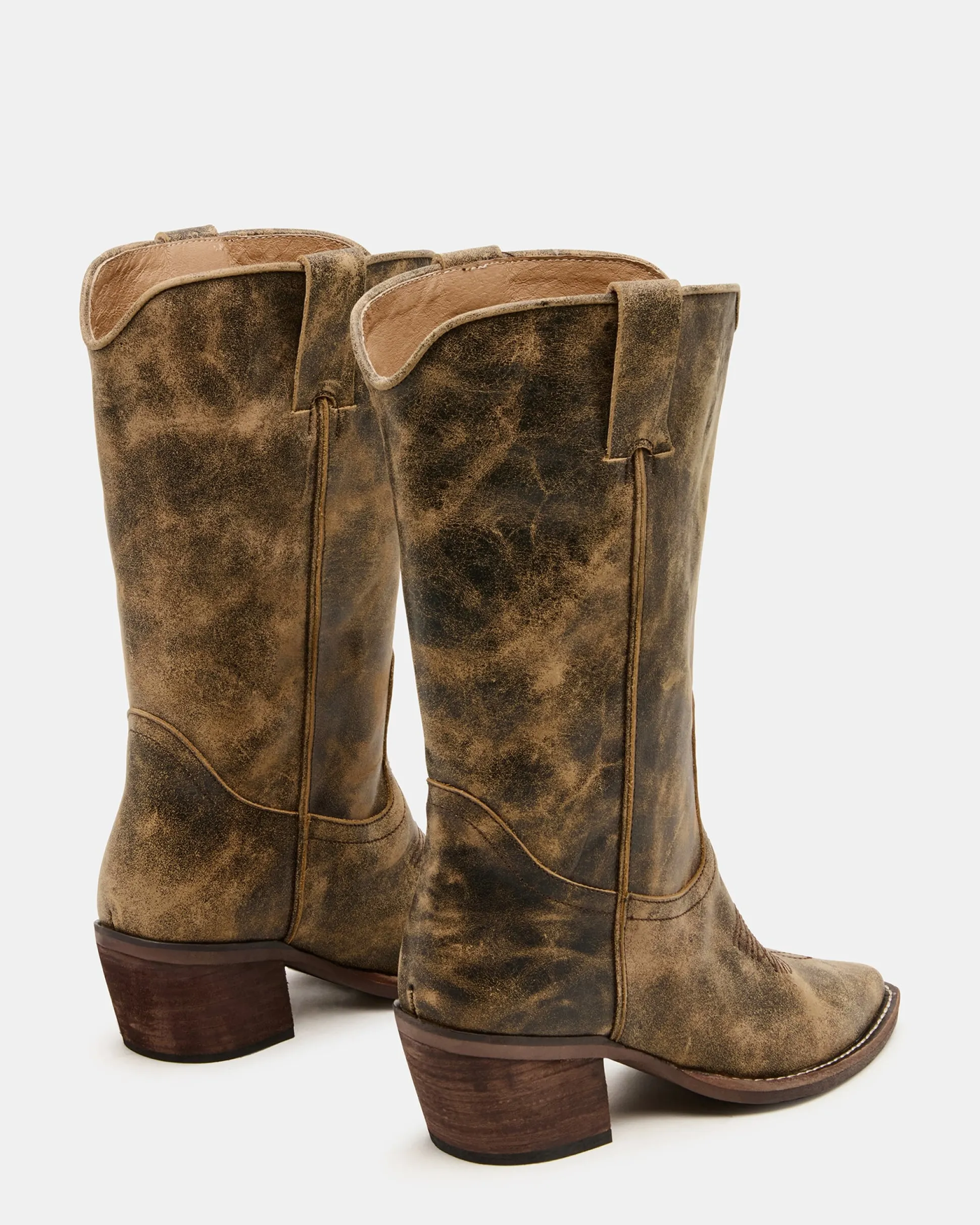 Albany Brown Distressed Wide Calf