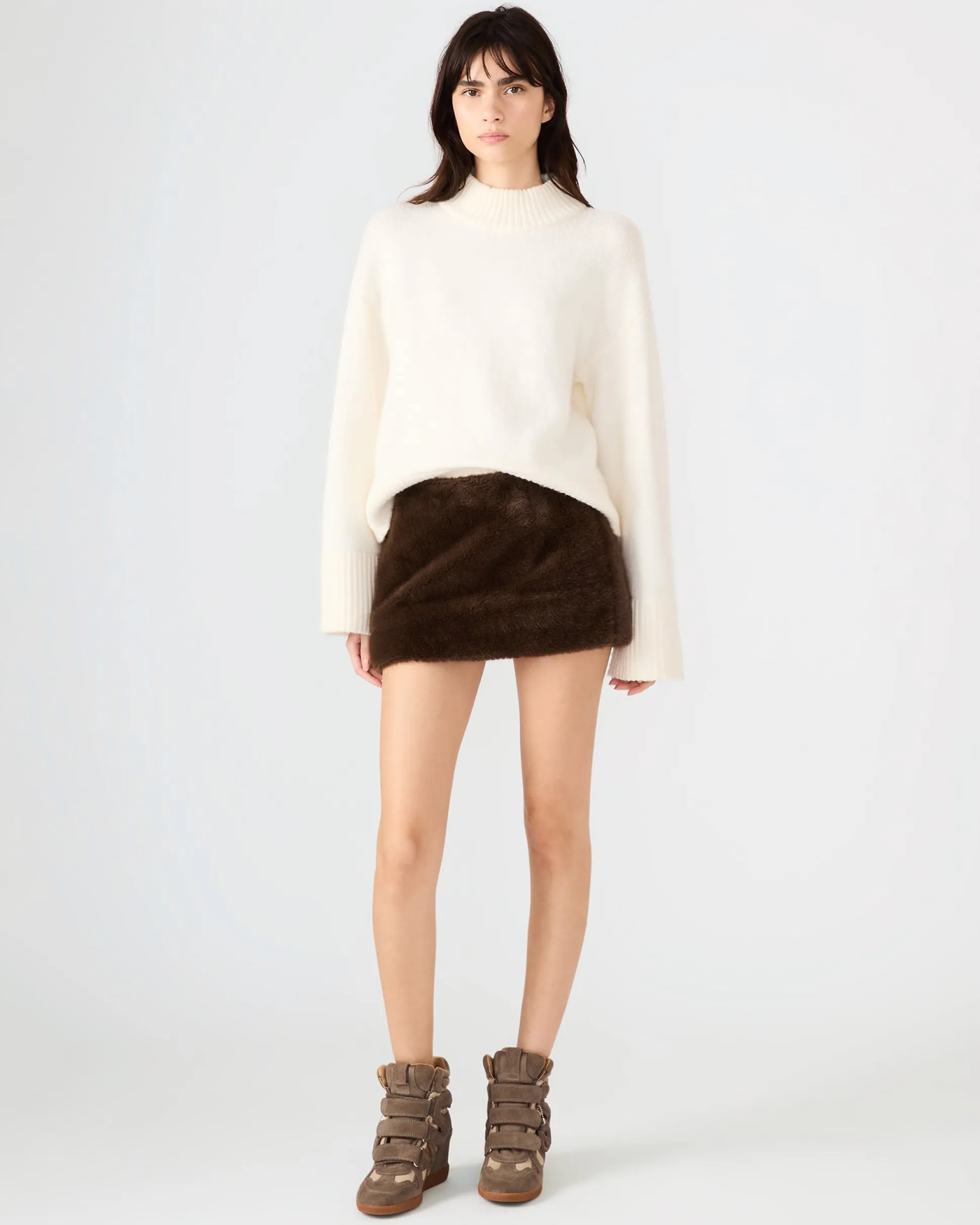 Aviva Faux Fur Skirt Dark Espresso