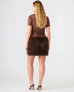 Aviva Faux Fur Skirt Dark Espresso