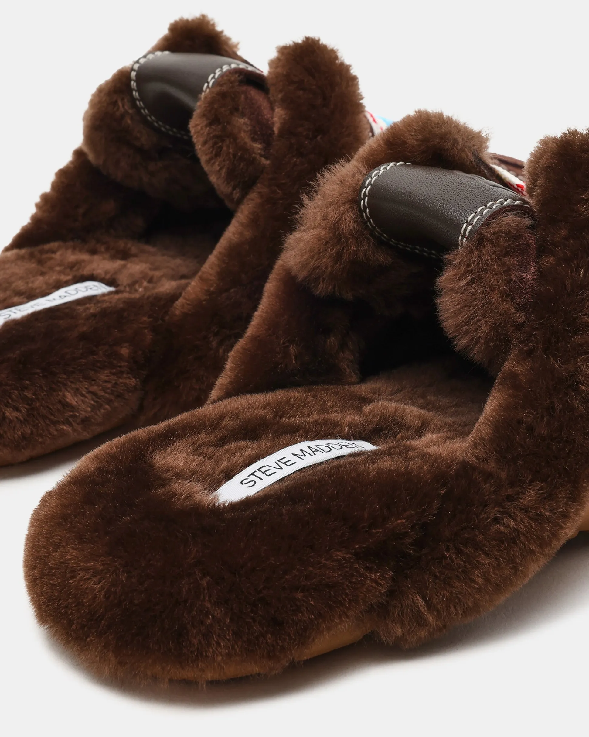 Aziel Mule Faux Fur Chocolate Brown Suede