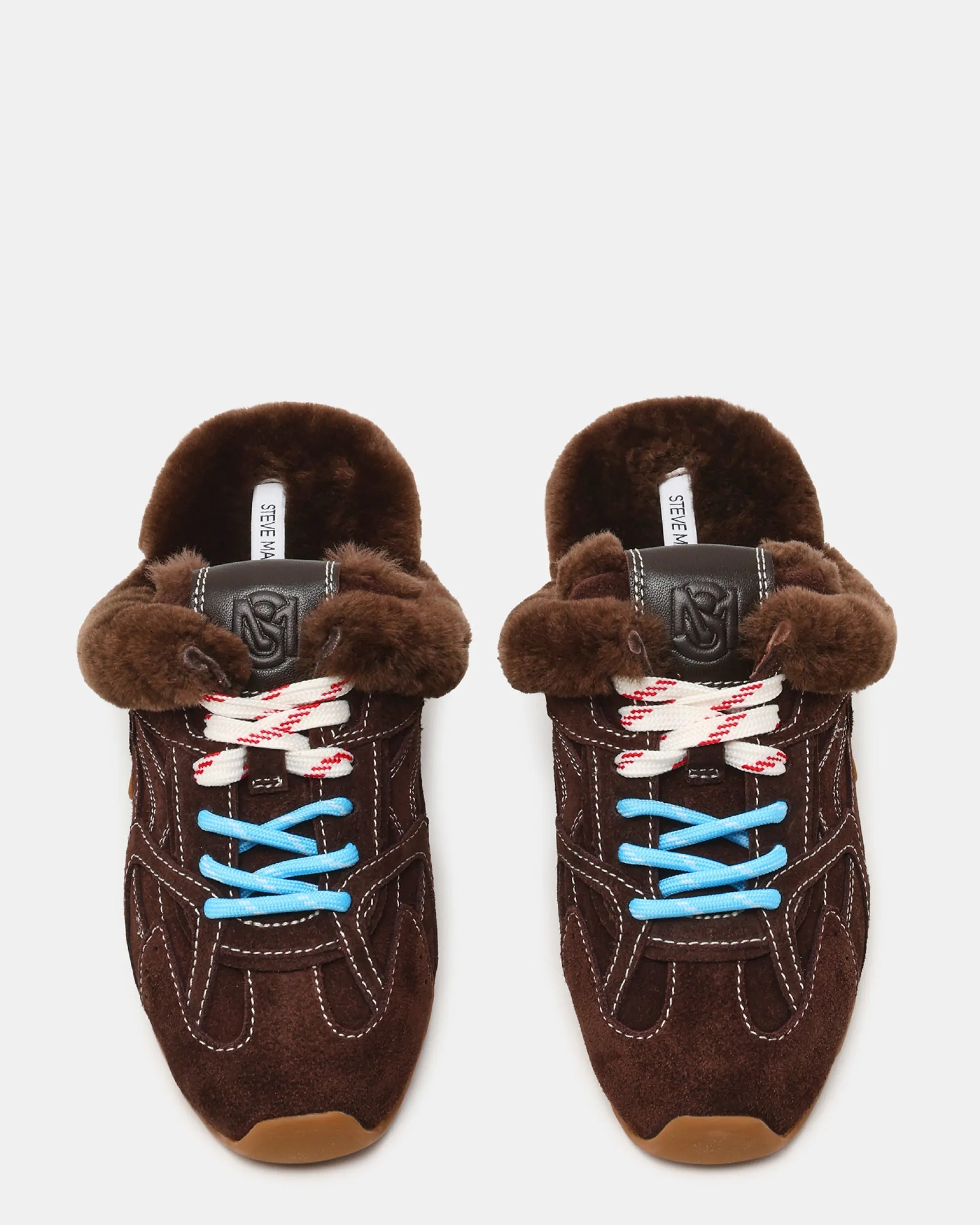 Aziel Mule Faux Fur Chocolate Brown Suede