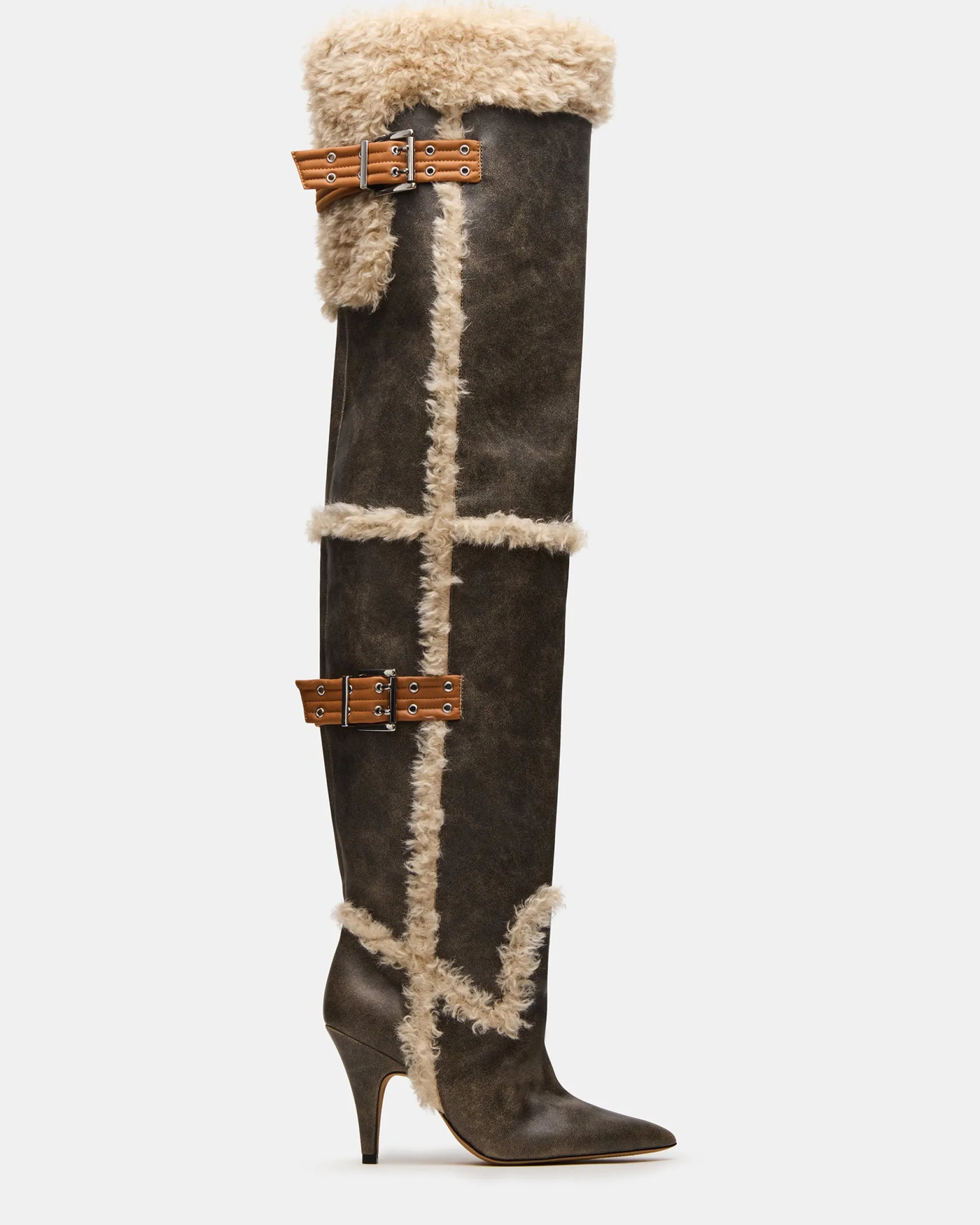 Baddie Faux Fur Brown Distressed