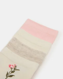 4 Bloom Pack Flower Socks Ivory Multi