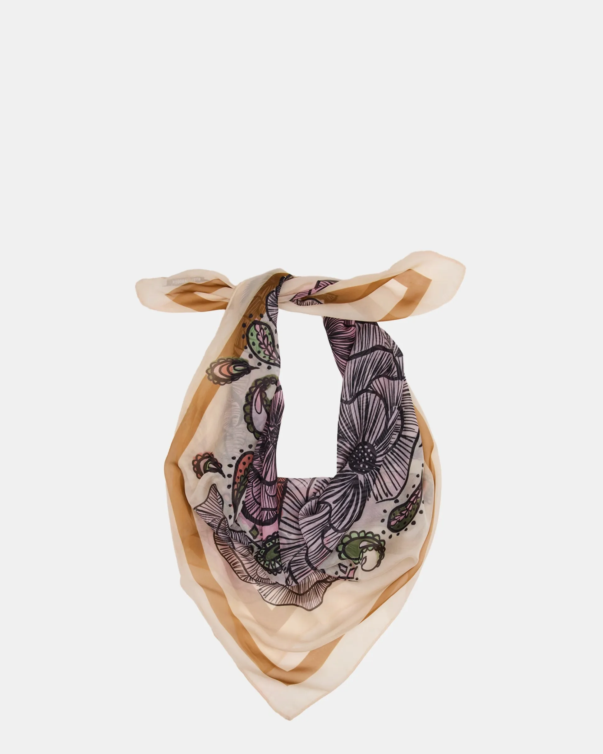 Boho Floral Square Scarf Ivory