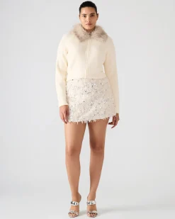 Cindi Feather Skirt Ivory