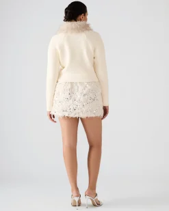 Cindi Feather Skirt Ivory