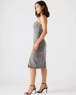 Embellished Giselle Denim Dress Fog
