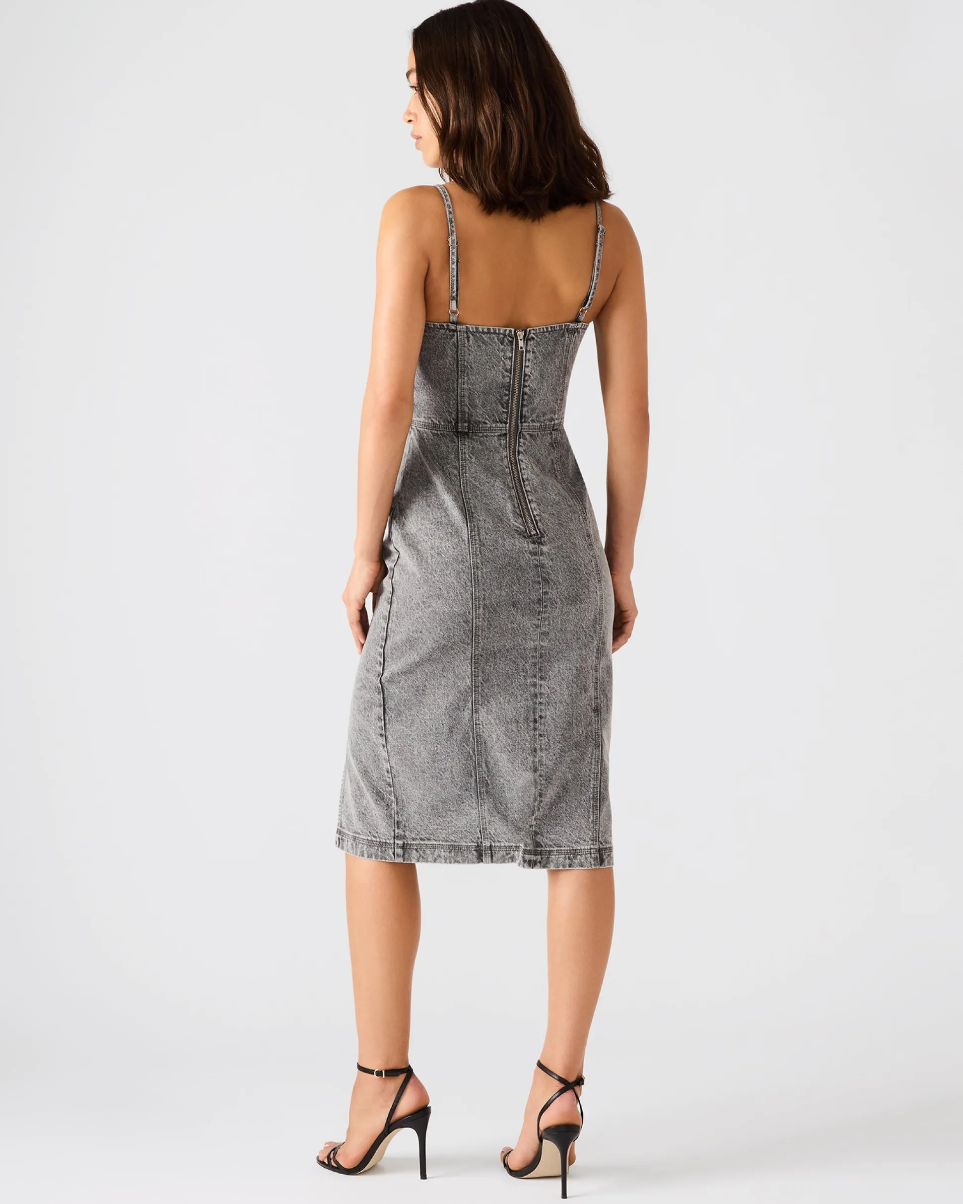 Embellished Giselle Denim Dress Fog