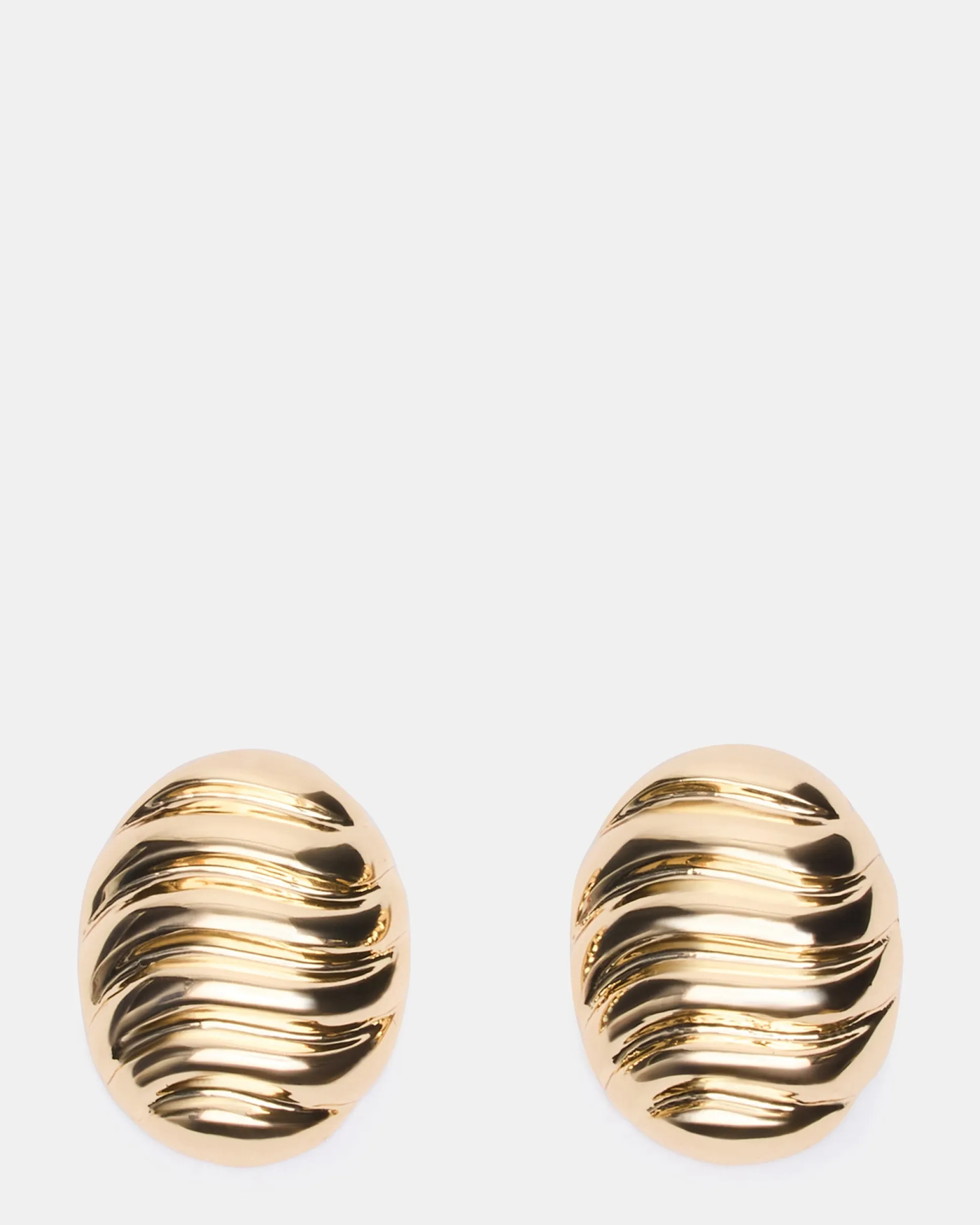 Grooved Circular Stud Earrings Gold