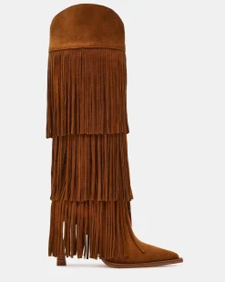 Kinzee Fringe Chestnut Suede