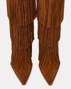 Kinzee Fringe Chestnut Suede