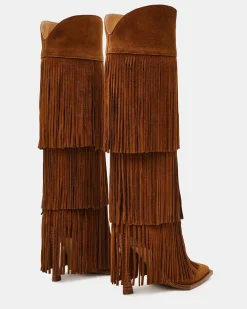 Kinzee Fringe Chestnut Suede