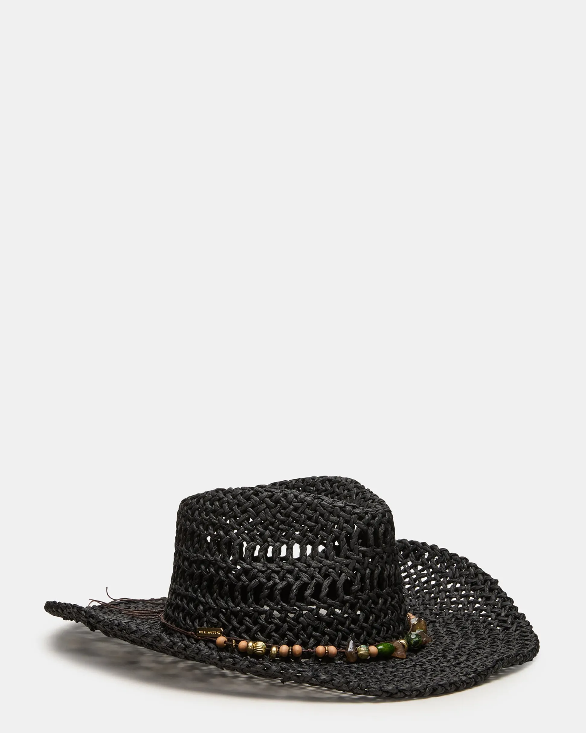 Lei Beaded Trim Western Hat Black