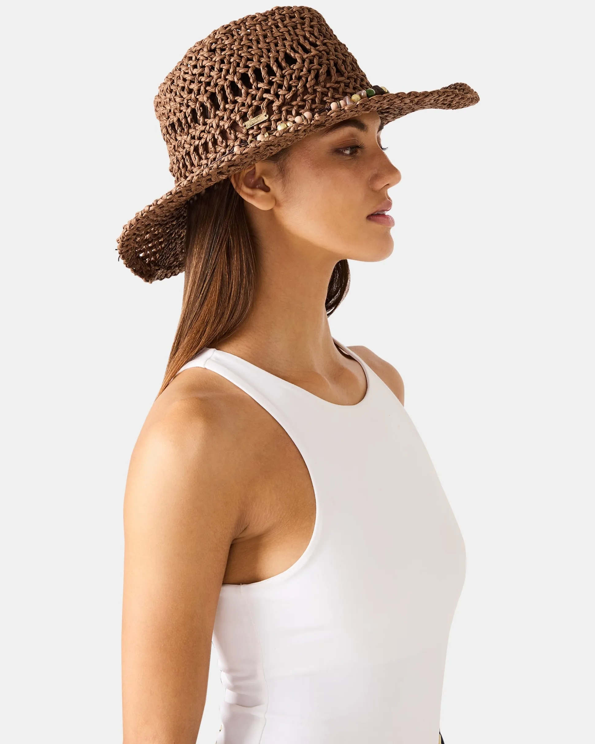 Lei Beaded Trim Western Hat Black