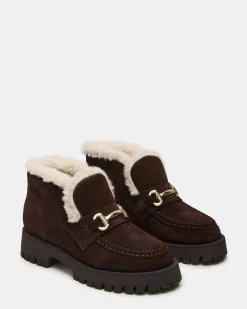 Leon Faux Fur Chocolate Brown Suede
