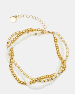 Mixed Bead Anklet Set Pearl