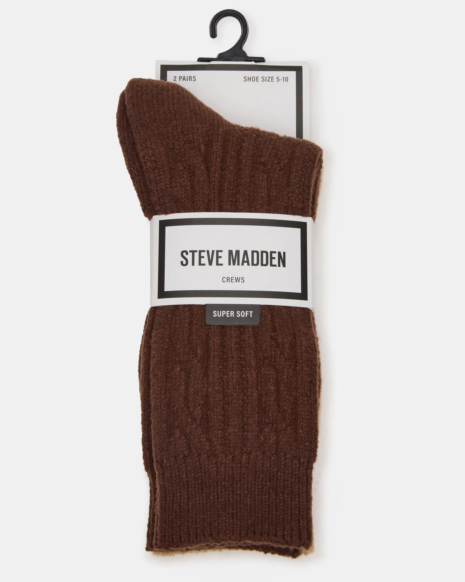 2 Pack Cable Texture Boot Socks Brown