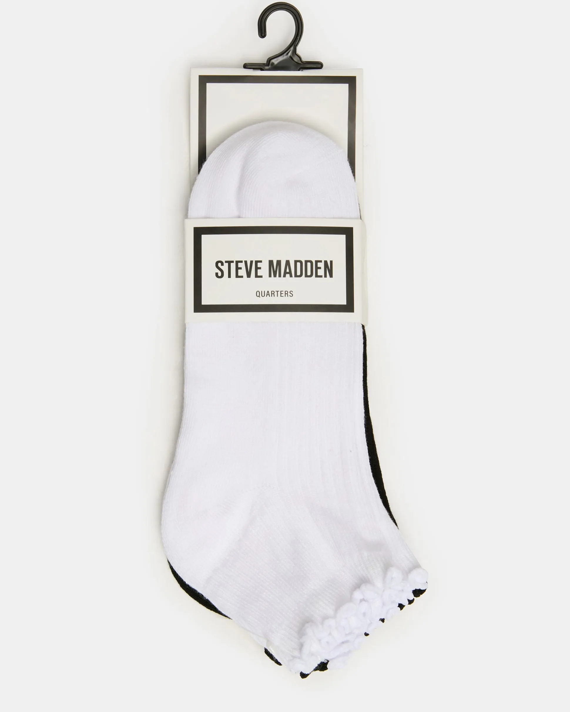 3 Pack Emma Lettuce Edge Socks White/black