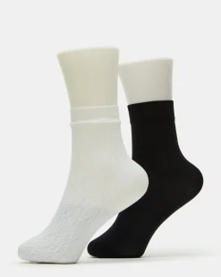 2 Pack Lace Anklet Socks White