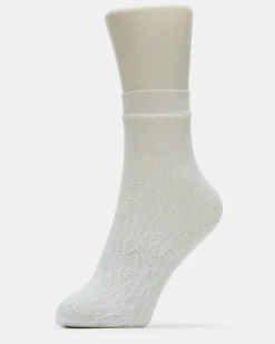 2 Pack Lace Anklet Socks White