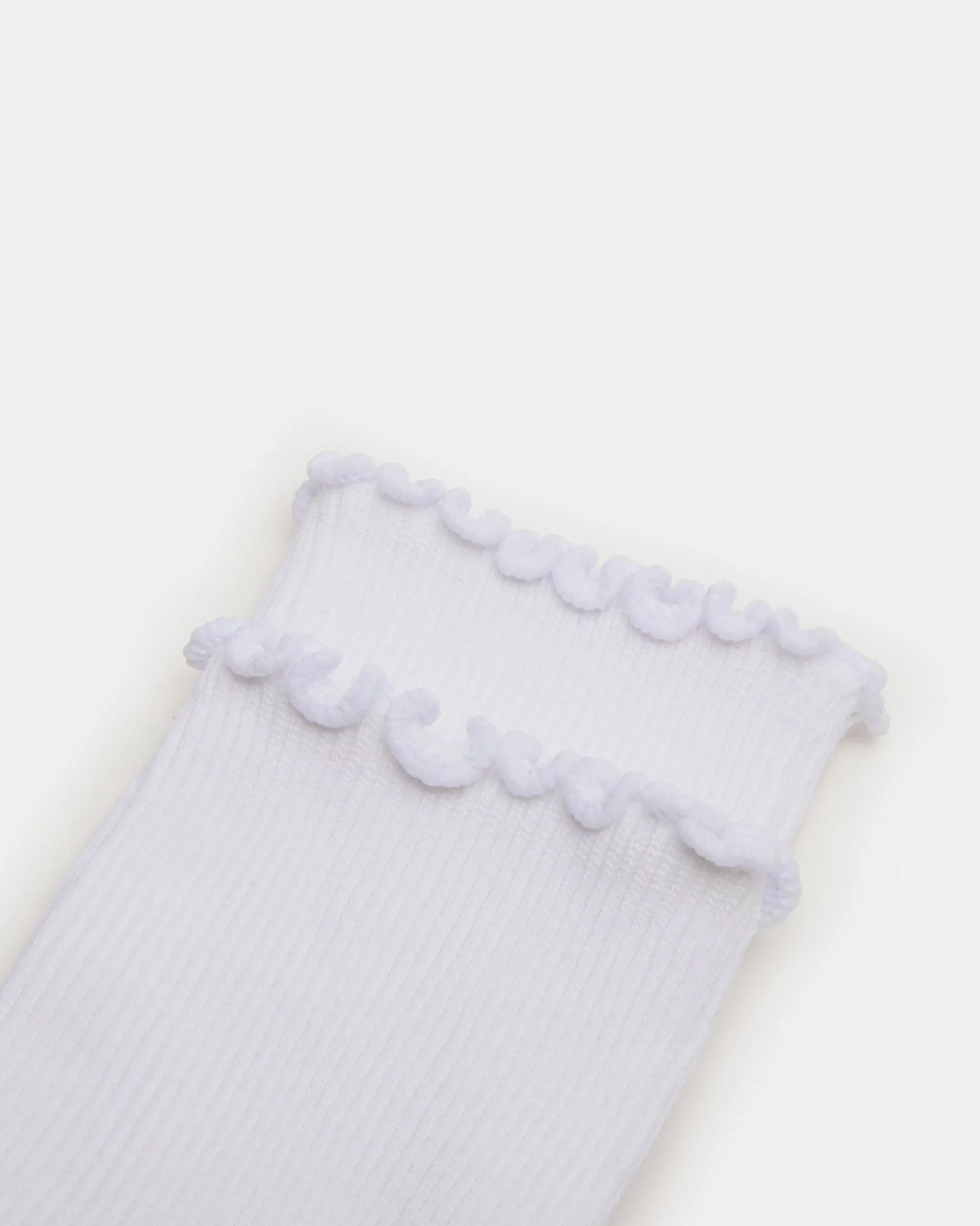 2 Pack Lettuce Edge Rib Anklet Socks White