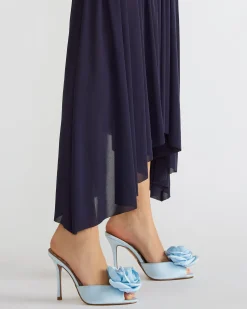 Priya Flower Blue Satin