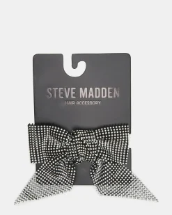 Rhinestone Mesh Hair Bow Black/silver