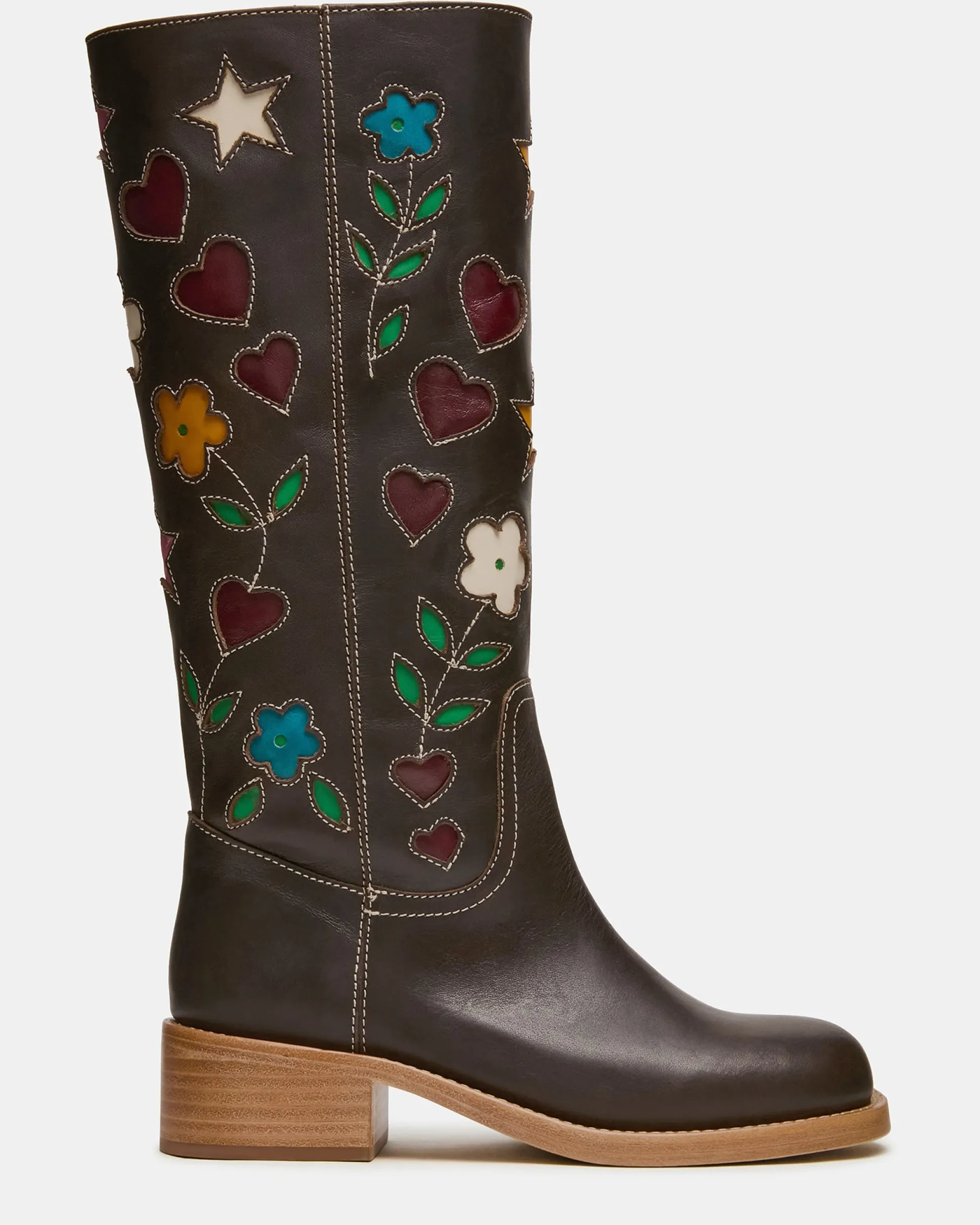 Riggs Floral Brown Leather