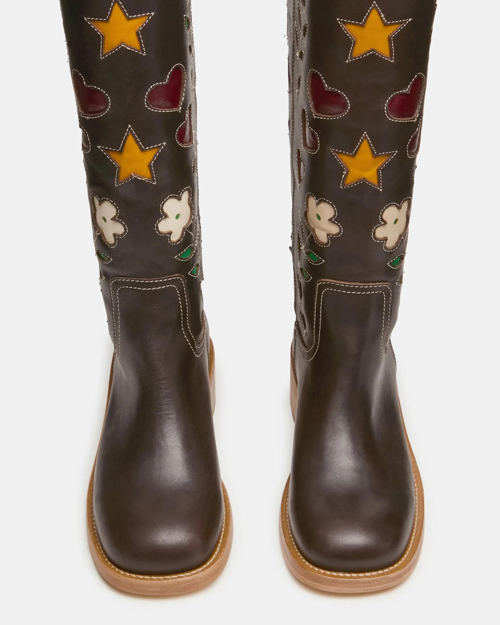 Riggs Floral Brown Leather