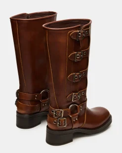 Rocky Cognac Distressed Wide Calf