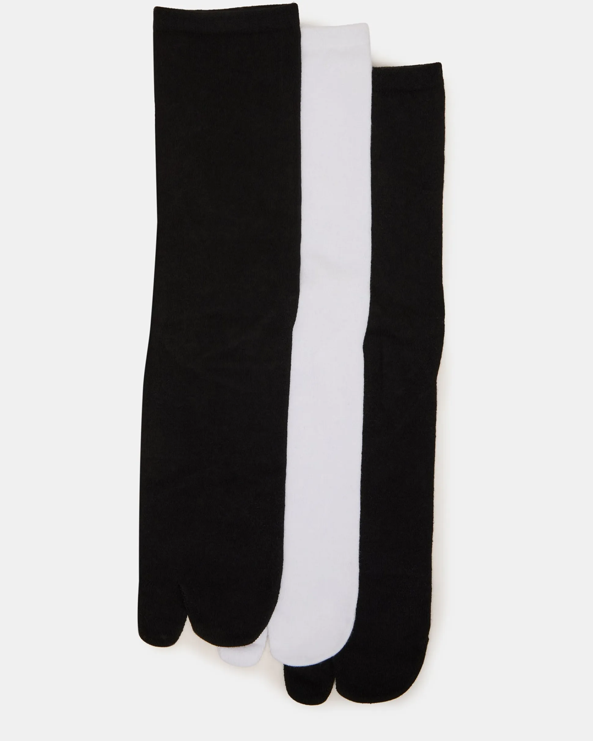 Split Toe Crew Socks Black/white