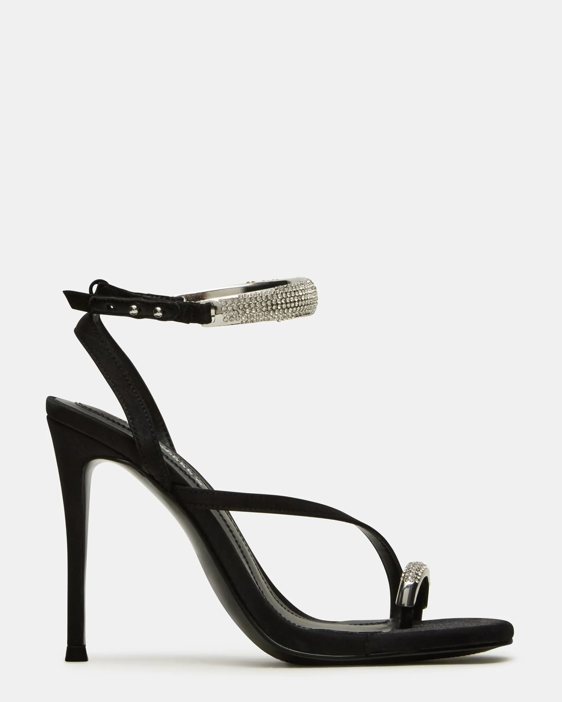 Tia Rhinestones Black Satin