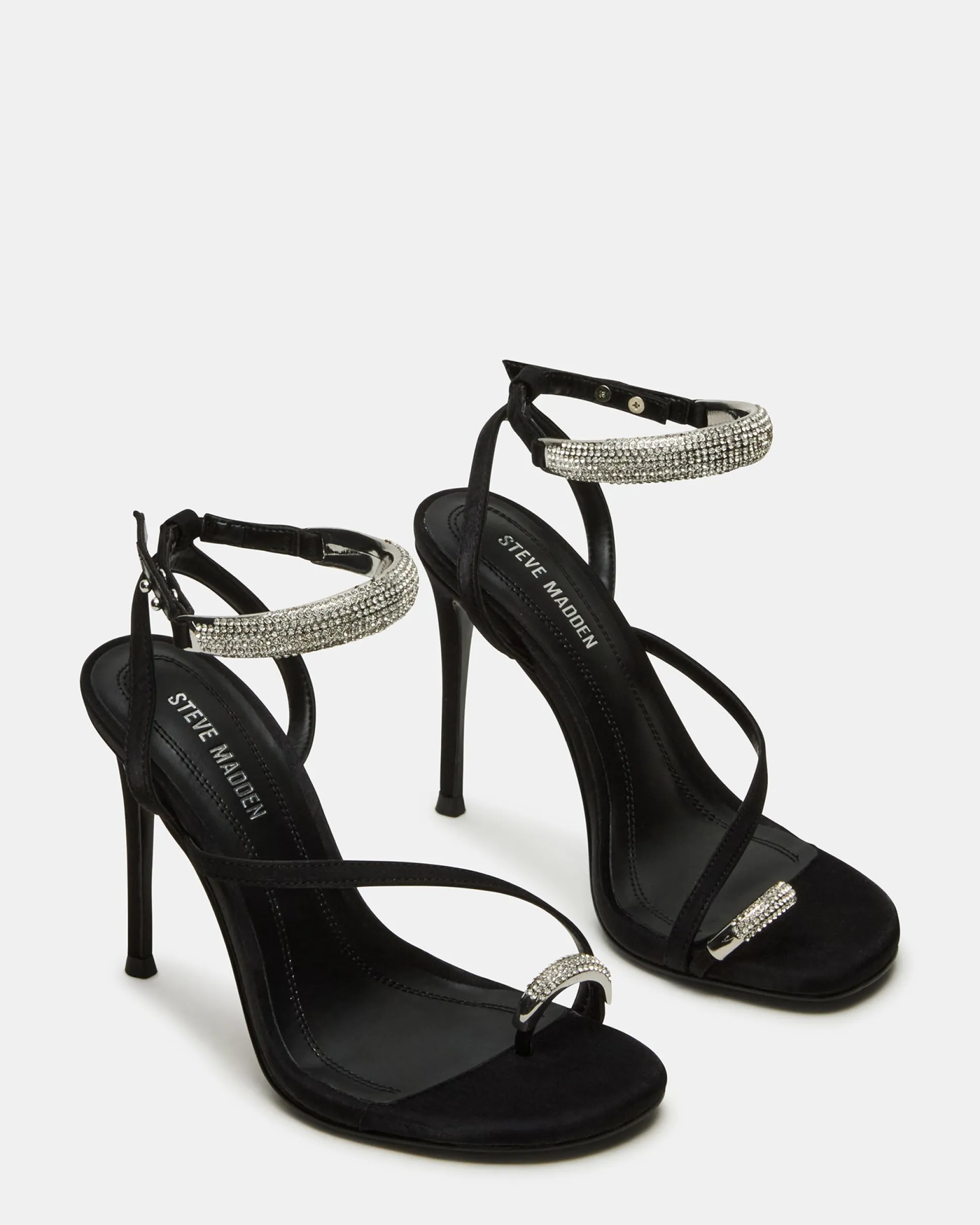 Tia Rhinestones Black Satin