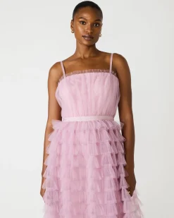 Tiered Tulle Gown Dawn Pink