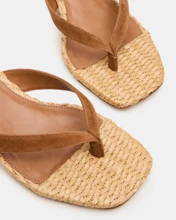 Tracie Raffia Chestnut Suede