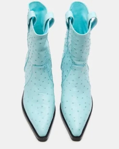 Vinny Ostrich Turquoise Leather