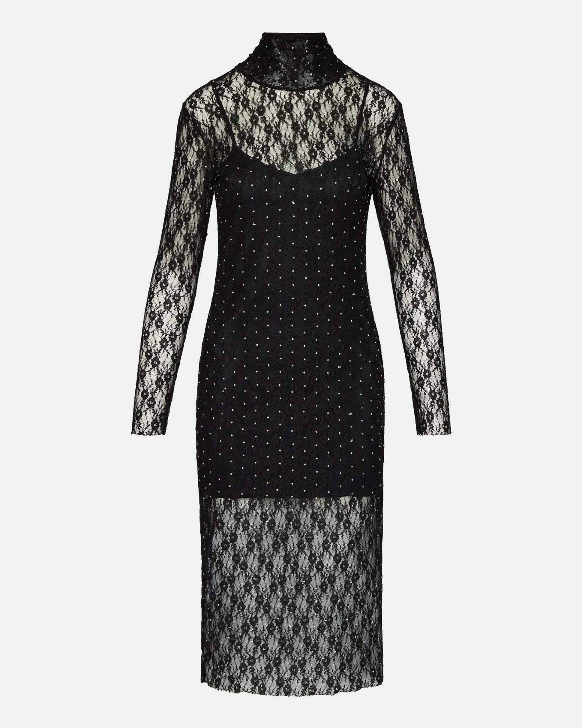 Vivienne Studded Lace Dress Black
