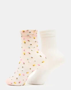2 Wildflower Pack Tulle Socks Blush